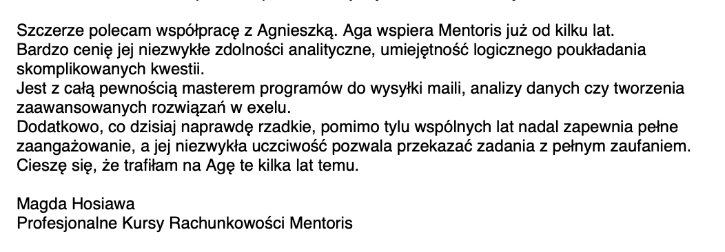 Opinia klientki