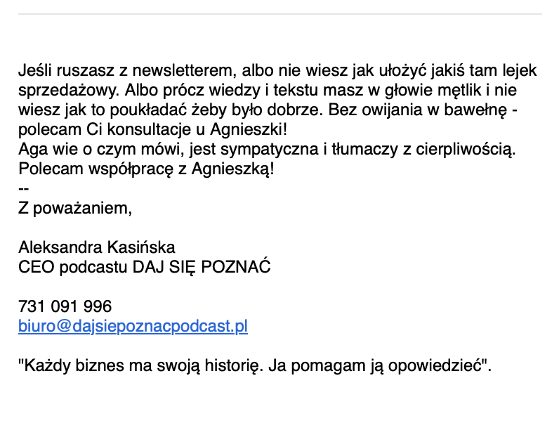 Opinia - konsultacja - Ola Kasińska
